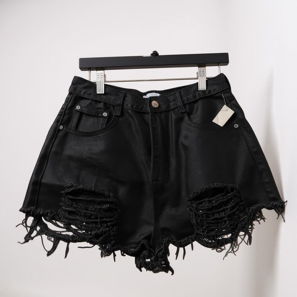 Black Distressed Women's Shorts